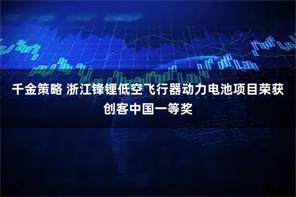 千金策略 浙江锋锂低空飞行器动力电池项目荣获创客中国一等奖