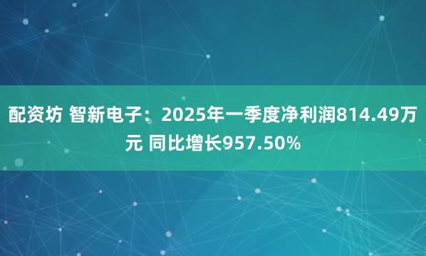 配资坊 智新电子：2025年一季度净利润814.49万元 同比增长957.50%